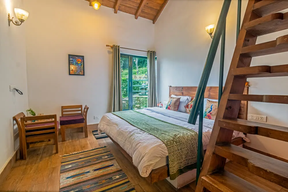 The Orchard Attic, attic bedroom at Joie de Vivre Mukteshwar