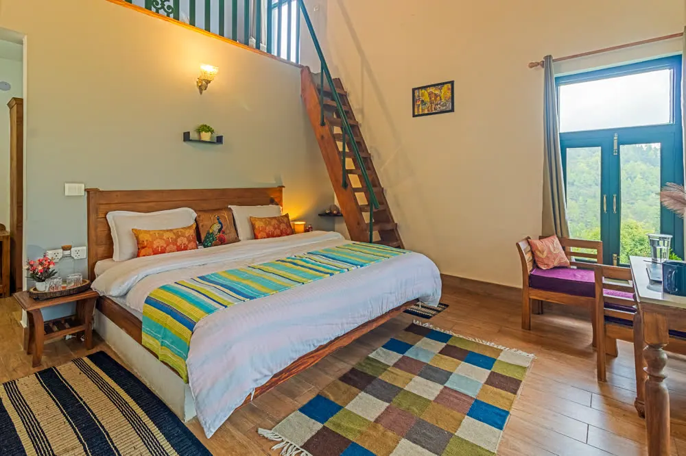 The Valley Attic, attic bedroom at Joie de Vivre Mukteshwar